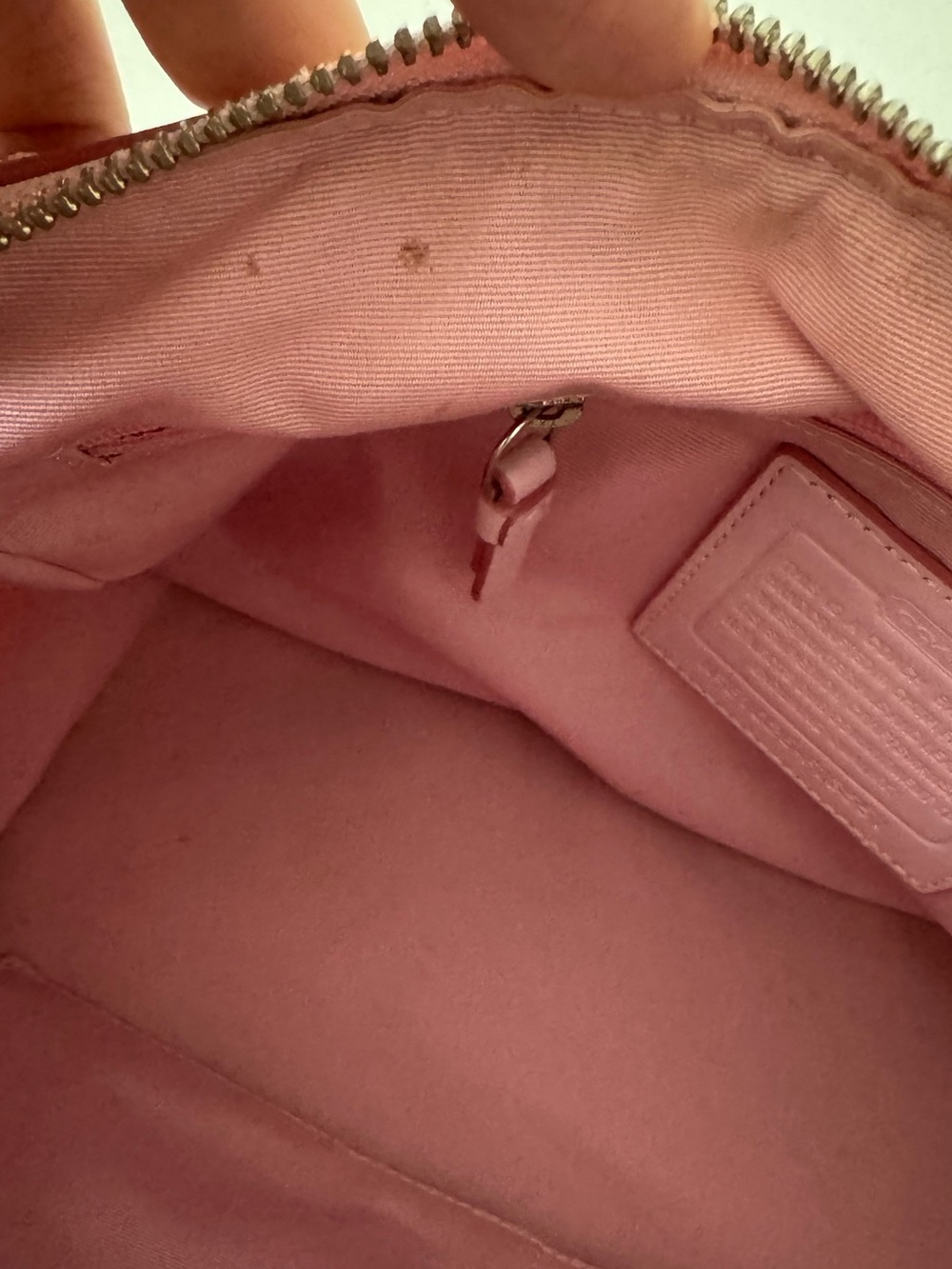 Coach Signature Stripe Boston Satchel Pink Canvas Duffle Y2K Bag F13551 - Picture 13 of 14